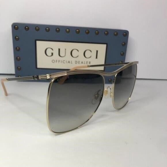 New Authentic Gucci Grey Square Ladies Sunglasses GG0820S 001 63 Made in Italy main image 12